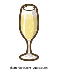 Sparkling Wine. Flute glass. Vector illustration.
