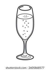 Sparkling Wine. Flute glass. Vector illustration.