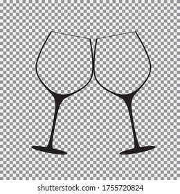 Sparkling Wine Glasses  Icon On Transparent Background. Vector Illustration EPS10