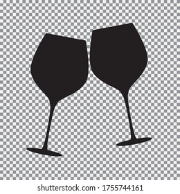 Sparkling Wine Glasses  Icon On Transparent Background. Vector Illustration EPS10