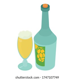 Sparkling wine icon. Isometric illustration of sparkling wine vector icon for web