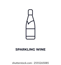 sparkling wine outline icon. Linear vector from fashion concept. Thin line sparkling wine icon isolated on white background