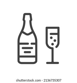 Icono de contorno de vino espumoso. Ilustración vectorial.