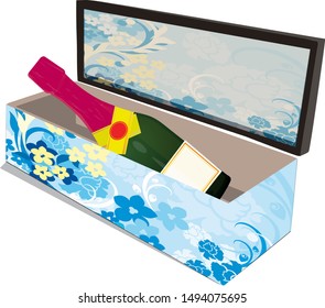 sparkling wine pack with drawn box

