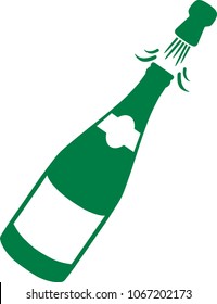 Sparkling wine plop bottle in light green