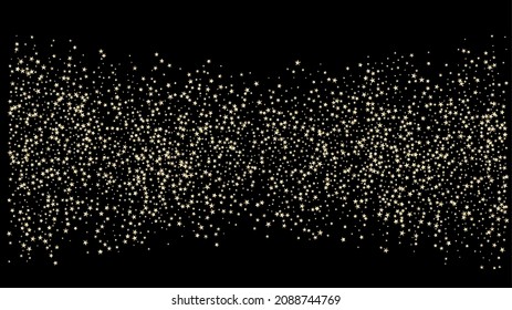 Sparkling Winter Frame. Expensive Luxury New Year Christmas Garland Vector Background. Rich Gold, Silver Glitter, Sparkles, Gradient Stars Confetti. Gold, Silver VIP Flying Stars Confetti.