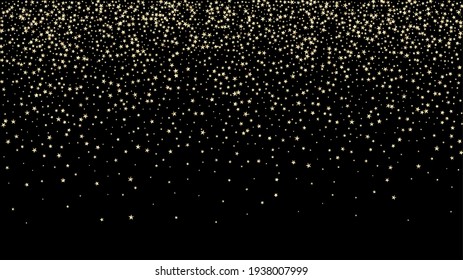 Sparkling Winter Frame. Gold, Silver VIP Flying Stars Confetti. Rich Gold, Silver Glitter, Sparkles, Gradient Stars Confetti. Luxury Premium New Year Christmas Decoration Vector Background.