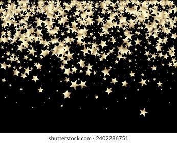 El armazón de invierno resplandeciente. Oro rico, brillo plateado, espárragos, confetti de estrellas degradadas. Oro, VIP Plata Cayendo Estrellas Confetti. Fondo vectorial de decoración navideña Premium de Año Nuevo.