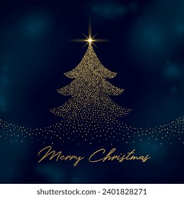 sparkling xmas tree design on dark background for merry christmas 