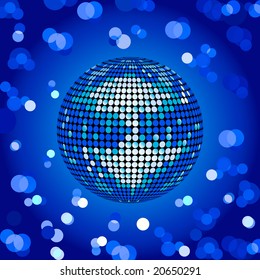 sparkly blue disco ball vector illustration