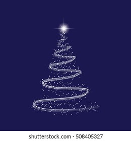 Sparkly Christmas Tree Of Lines With Light Effect Vector Illustration Eps 10