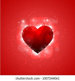Sparkly red heart. Card for Valentine's Day.Valentine's day message. Vector love saint valentine greeting card. 
