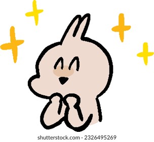 Sparkly smile happy Simple illustration of a rabbit