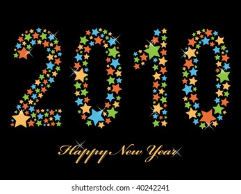 sparkly star 2010 happy new year greeting card