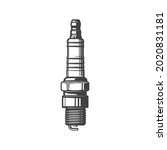 Sparkplug automobile or motorcycle spare part, vehicle diagnostic gear, coil with electrode isolated monochrome icon. Vector motorbike sparking plug delivering electric current to combustion engine