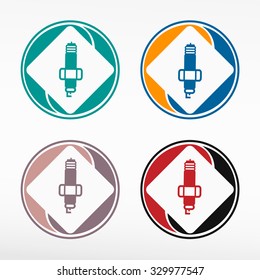 Sparkplug icon. Round color set. Web icon element.