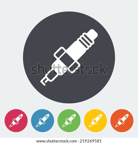 Sparkplug. Single flat icon on the circle. Vector illustration.