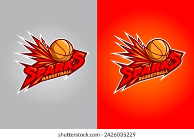 Sparks Basketball Vector Logo Template. This Logo amazing design for your basketball tournament, or event for you team or school training. 