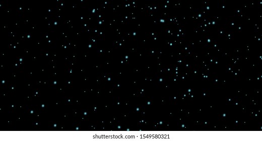 Sparks of dust and blue stars shine with a special light. Vector sparkles on a black background.