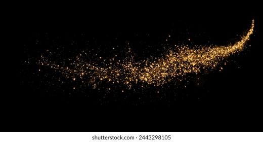 Sparks of dust and golden stars shine with special light. Vector sparks on transparent dark background. Christmas light effect. Sparkling magic dust particles.	