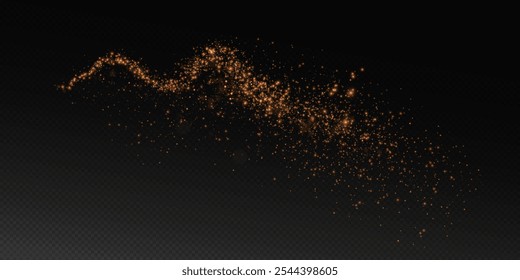 Sparks of dust and golden stars shine with special light. Vector sparks on transparent light background. Christmas light effect. Sparkling particles of magic dust.	