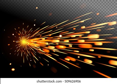 Sparks effect on transparent background. Glow special effect, vector art and illustration.