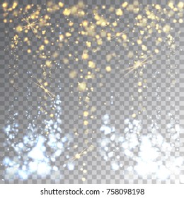 Sparks and falling litter particles and lights effect on transparent background