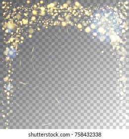 Sparks and falling litter particles and lights effect on transparent background