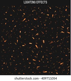 Sparks of fire. Sparks natural isolated realistic light effect. Background i bright glowing sparks of fire. vector illustration