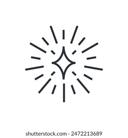 Sparks, fireworks, salute. Festive event. Vector linear icon isolated on white background.