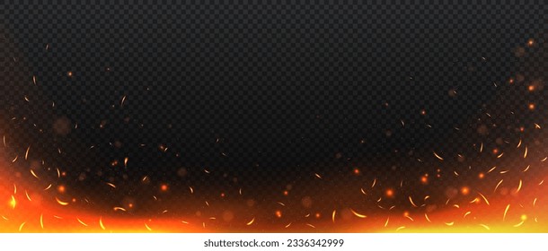 Sparks fly effect on copy space concept. Imagination and fantasy, mysticism. Design element for video mobile games. Realistic flat vector illustration isolated on transparent background