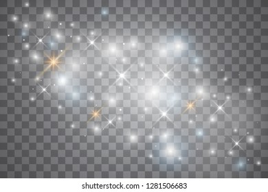 Sparks glitter special light effect. Vector sparkles on transparent background. Christmas abstract pattern. Sparkling magic dust particles. 