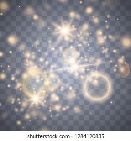 Sparks glitter special light effect. Vector sparkles on transparent background. Christmas abstract pattern. Sparkling magic dust particles - Vector