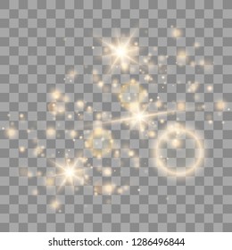 Sparks glitter special light effect. Vector sparkles on transparent background. Christmas abstract pattern. Sparkling magic dust particles - Vector