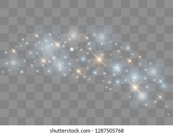 Sparks glitter special light effect. Vector sparkles on transparent background. Christmas abstract pattern. Sparkling magic dust particles. 