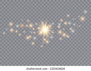 Sparks glitter special light effect. Vector sparkles on transparent background. Christmas abstract pattern. Sparkling magic dust particles. 