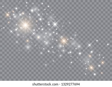 Sparks glitter special light effect. Vector sparkles on transparent background. Christmas abstract pattern. Sparkling magic dust particles. 