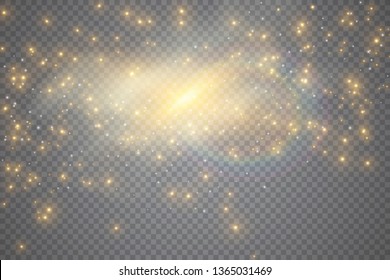 Sparks glitter special light effect. Vector sparkles on transparent background. Sparkling magic dust particles. 