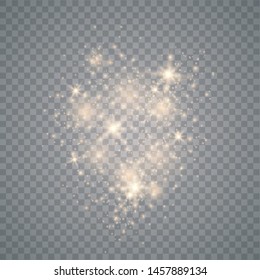 Sparks glitter special light effect. Sparkle on transparent background. Christmas abstract pattern. Sparkling magic dust particles. Vector illustrator eps 10.