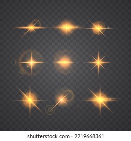 Provoca un efecto luminoso especial. Parkles sobre fondo transparente. Patrón abstracto de Navidad. Magníficas partículas de polvo y ilustración de Stars Vector