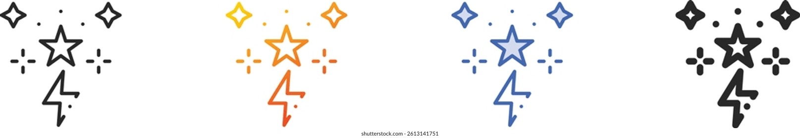 sparks icon.Thin Linear, Gradient, Blue Stroke and bold Style Design Isolated On White Background