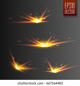 Sparks isolated on transparent background. Vector light effect
