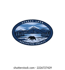 Sparks Lake Design, adventure Logo Emblem good for embroidery patch design and T-shirt design and all types of merchandise