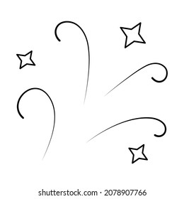 Sparks. Sequins. Sketch. Vector illustration. Nice decoration for the holiday. Decorative items. Outlines on an isolated white background. Doodle style. Happy new year and merry christmas. 