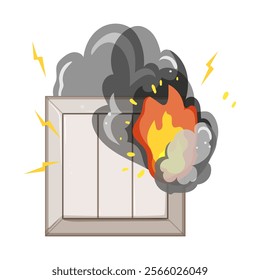 sparks short circuit fire cartoon. insulation arcing, breaker current, voltage hazard sparks short circuit fire sign. isolated symbol vector illustration