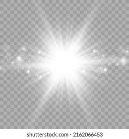 Provoca brillo con un efecto especial de luz. El vector brilla sobre un fondo transparente. Partículas brillantes de polvo de hadas.	