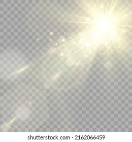 Sparks sparkle with a special light effect. Vector glitters on a transparent background. Glittering particles of fairy dust.	