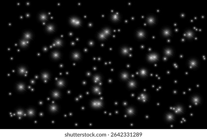 Sparks and stars glitter with white sparkles