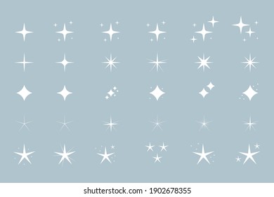 Sparks and stars icon set, vector illustration. Signs and designations of lights