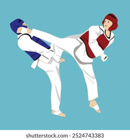 sparring taekwondo woman kick competition karate martial arts